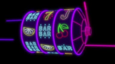 Neon slot makinesidir 777 ikramiye isabet. UHD - 4k - 3d render