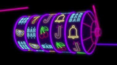 Neon slot makinesidir 77777 ikramiye isabet. UHD - 4k - 3d render