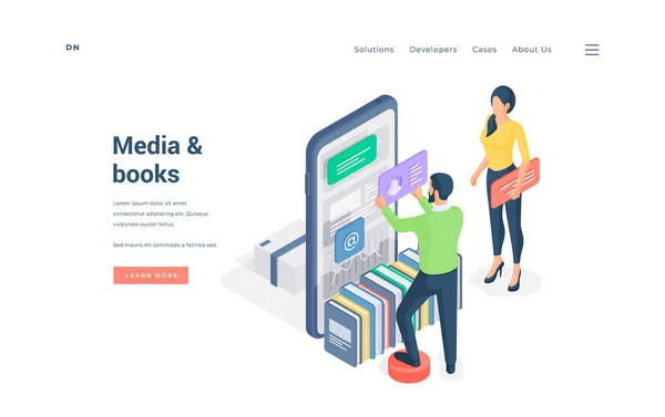 People browsing media and books on smartphone