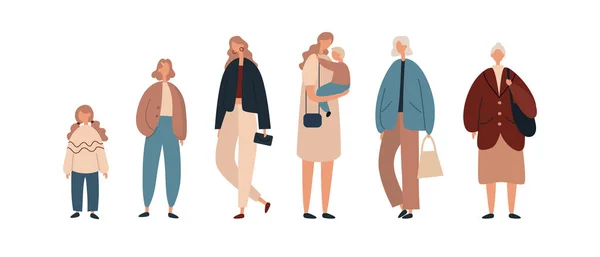 Modern women of various ages. Flat vector illustration — Stock Vector