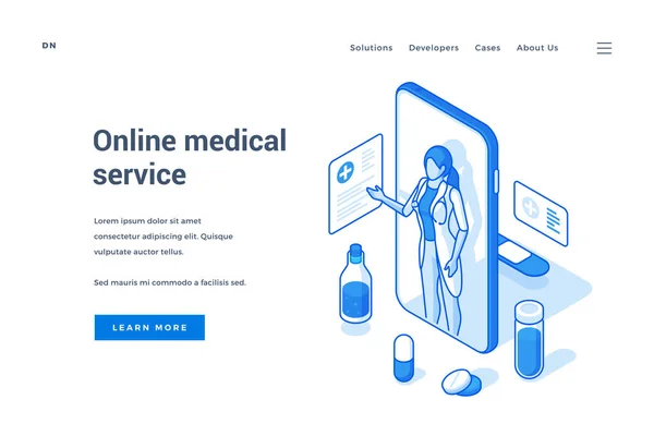 ウェブバナー広告オンライン医療サービスアプリ — ストックベクタ