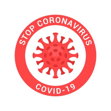 Kırmızı yasaklı işaret ve metin içeren Coronavirus simgesi