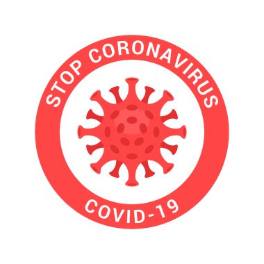 Kırmızı yasaklı işaret ve metin içeren Coronavirus simgesi