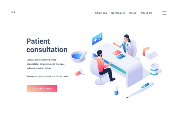 Banner para el servicio de consultas médicas y de pacientes — Vector de stock