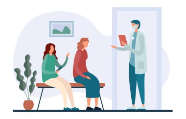 Modern klinikteki doktor muayenehanesinin yanında sıra olun.