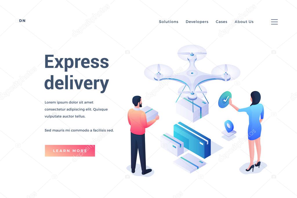 Vector banner for modern express delivery service