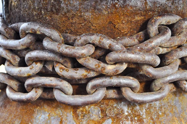 Old and rusty mooring chain