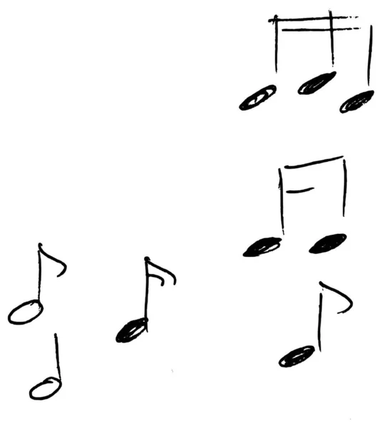 Ramo Notas Musicales Dibujadas Mano Diferente Tipo — Vector de stock