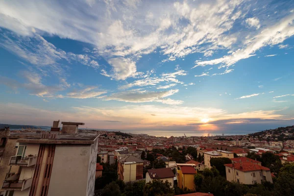 Sunset on the city of Trieste — Stock Photo, Image