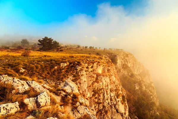 Foggy autumn evening in Val Rosandra — Stock Photo, Image