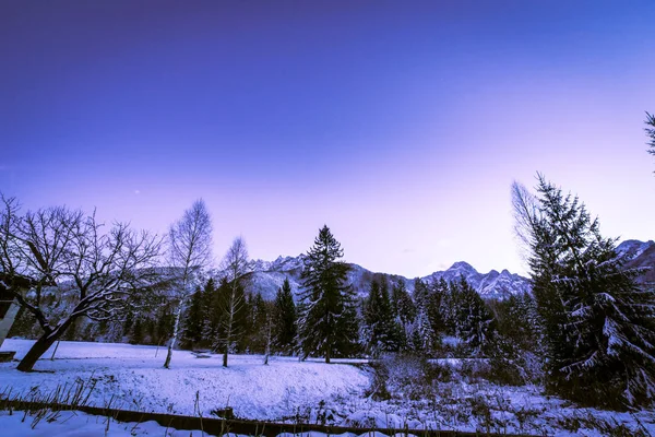 Sunset after the first snowfall — Stock Photo, Image