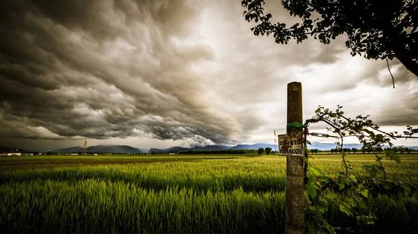 Sturm über den Feldern — Stockfoto