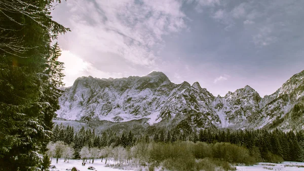 Der erste Schnee am Berg — Stockfoto