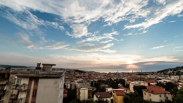 Sunset on the city of Trieste — Stock Photo, Image