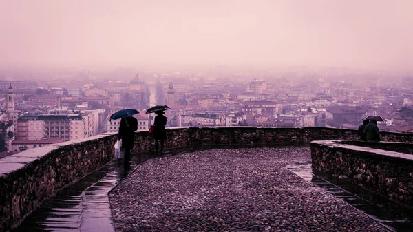 Rainy day in Bergamo — Stock Photo, Image