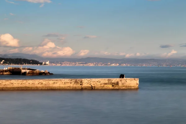 Ηλιοβασίλεμα στη θάλασσα, Τεργέστη — Φωτογραφία Αρχείου