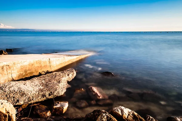 Solnedgången vid havet, Trieste — Stockfoto