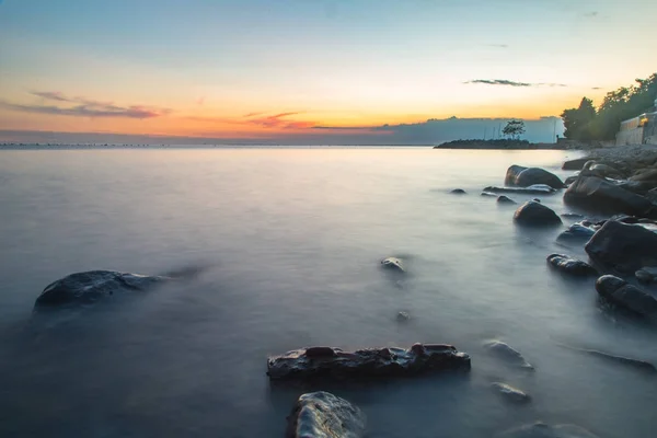 Solnedgången vid havet, Trieste — Stockfoto