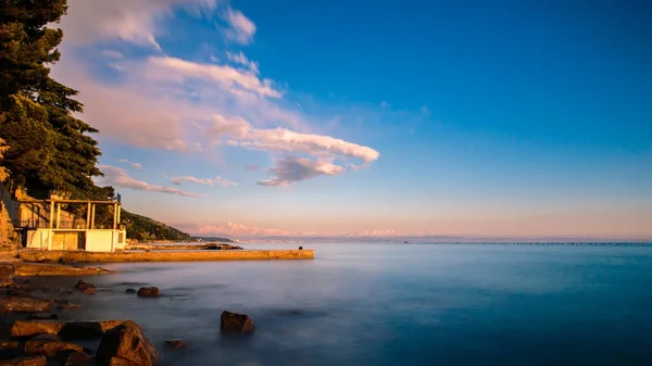 Solnedgången vid havet, Trieste — Stockfoto