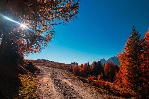 Trekking autunnale nella Val Pusteria alpina — Foto Stock