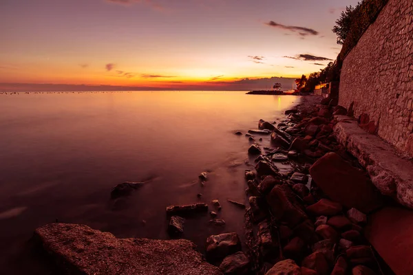 Solnedgången vid havet, Trieste — Stockfoto