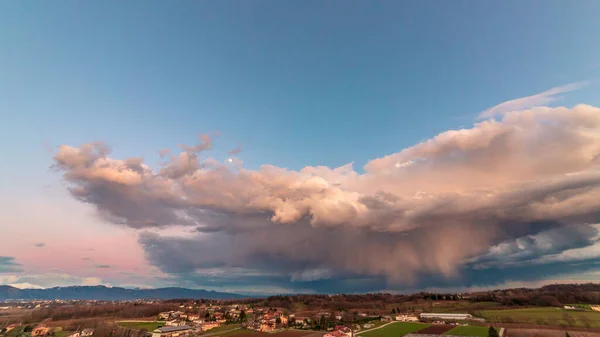 Pôr Sol Colorido Inverno Campo Friuli Venezia Giulia Itália — Fotografia de Stock