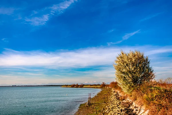 Sol Põe Lagoa Grado Dia Primavera — Fotografia de Stock