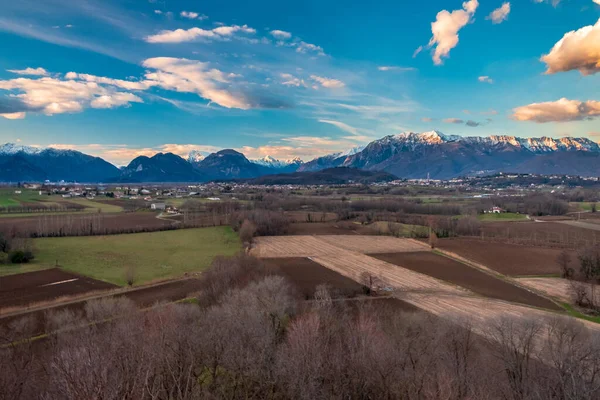 Sun Goes Clouds Countryside Udine Friuli Venezia Giulia Italy — Stock Photo, Image