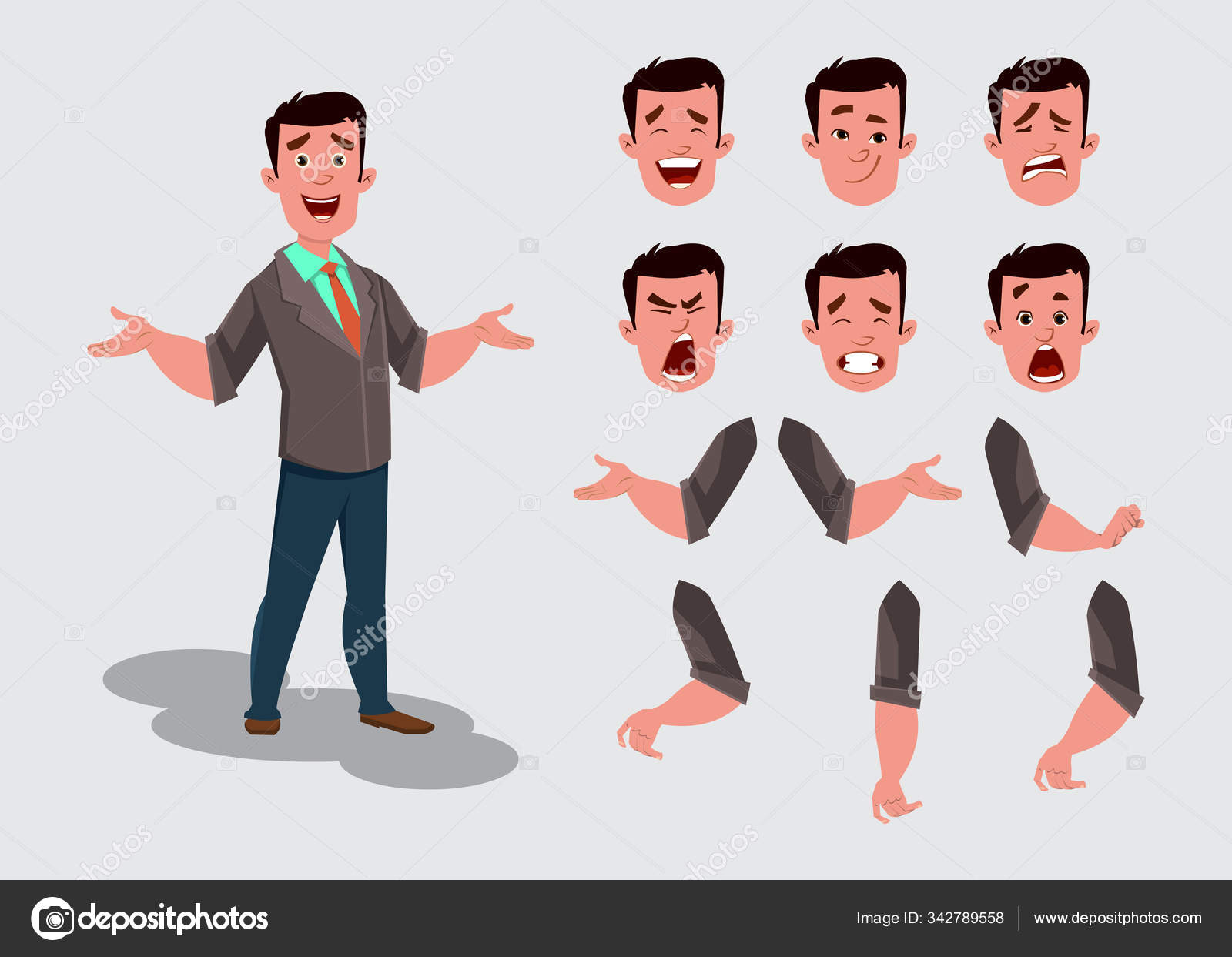 Businessman Character Animation Motion Different Facial Emotions Hands Character Model Stock Vector Image by ©NipunKundu #342789558 Businessman Character Animation Motion Different Facial Emotions Hands Character Model Stock Vector Image by ©NipunKundu #342789558