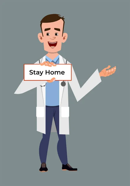 Orvos Tanácsát Hogy Maradjon Otthon Coronavirus Megelőzésére Tanácsot — Stock Vector