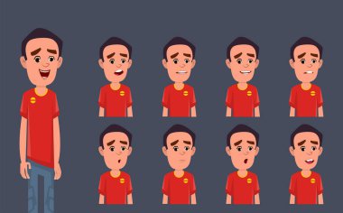 Farklı duygu ve ifadelere sahip çizgi film karakteri