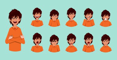 Tatlı çocuk yüz ifadeleri ya da yüz ifadeleri.