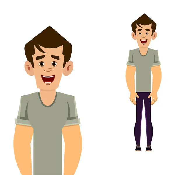 Casual Man Cartoon Character Standing Pose Wector Illustration Your Design — стоковый вектор