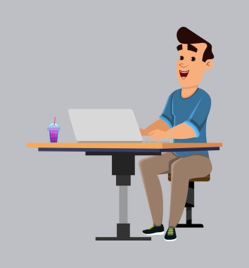 Ofis çalışanı pozu. Tasarım, video, animasyon veya hareket için özel karakter.