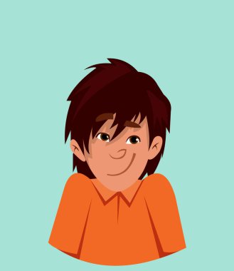 Gülen neşeli yüz ifadesi. Komik çocuk duygu vektör çizimi çizgi film tarzında.