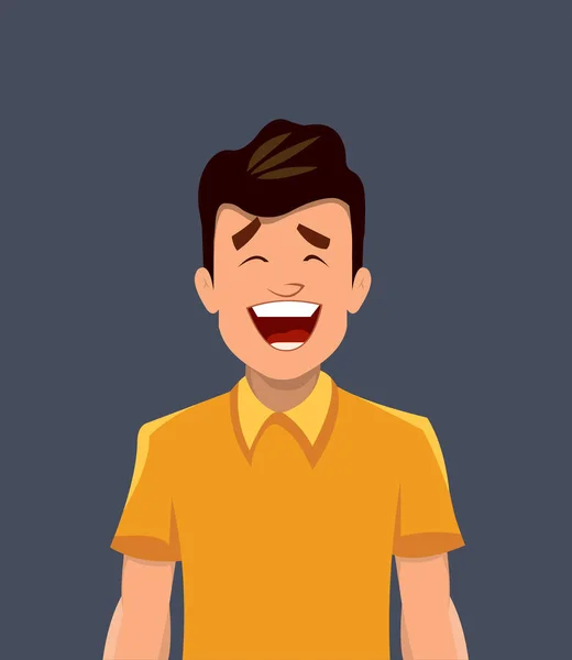 Expresión Facial Alegría Feliz Hombre Joven Expresión Vector Ilustración Estilo — Vector de stock