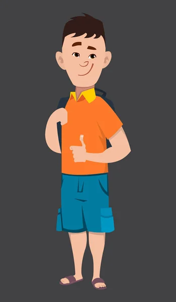 Joven Escolar Riendo Expresión Facial Vector Ilustración — Vector de stock