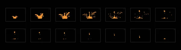 液体スプラッシュアニメーション効果 液体スプラッシュのスプライトシート ゲーム アニメーションなどのアニメーションスプラッシュ効果 — ストックベクタ