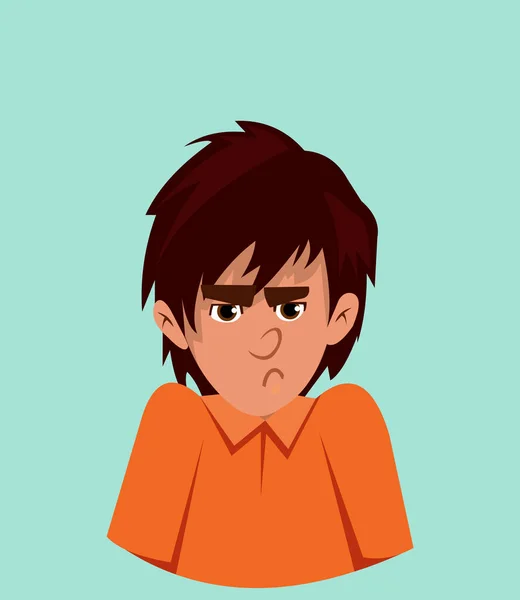 Výraz Hněvu Obličeje Naštvaný Roztomilý Chlapec Emoční Vektor Ilustrace Kresleném — Stockový vektor
