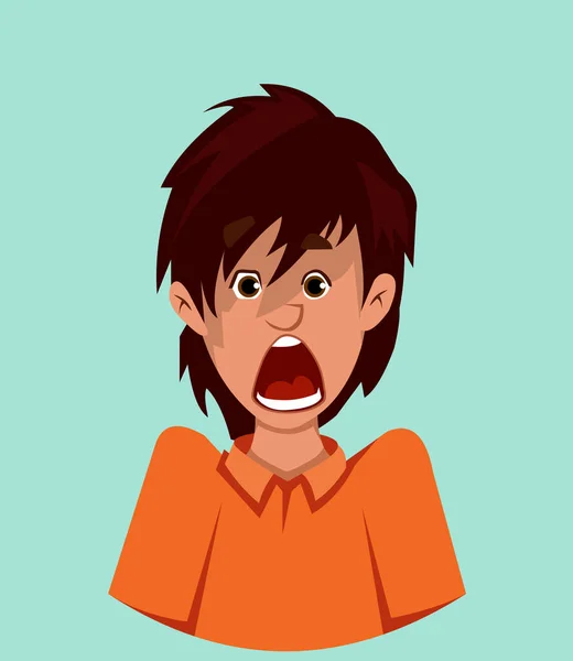 Výraz Obličeji Šokovaný Roztomilý Chlapec Emoční Vektor Ilustrace Kresleném Stylu — Stockový vektor