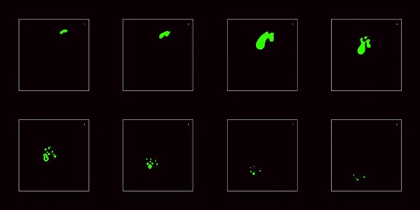 Спрайт Лист Анимационного Эффекта Токсичным Капельным Действием Анимация Игры Мультфильма — стоковый вектор
