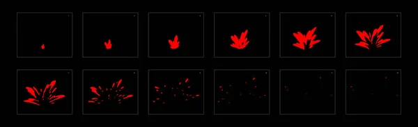 Efecto Salpicadura Fuego Sprite Hoja Una Lava Fuego Efecto Animación — Vector de stock