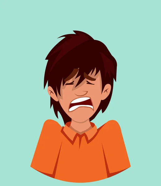 Expresión Facial Triste Tristeza Lindo Chico Emoción Vector Ilustración Estilo — Archivo Imágenes Vectoriales