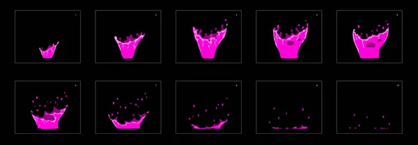 Goteando Animación Efecto Salpicadura Veneno Veneno Chapoteo Caída Marcos Sprite — Vector de stock