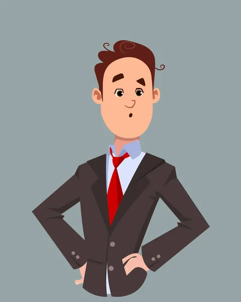 Surprise Facial Expression Young Businessman Shocking Expression Vector Illustration Cartoon — Stock Vector