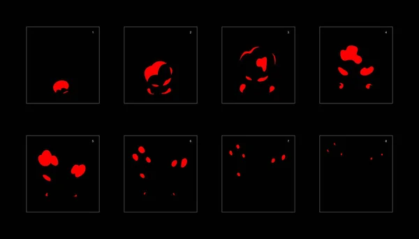 Efecto Explosión Fuego Efecto Animación Explosión Hoja Sprite Animación Para — Archivo Imágenes Vectoriales