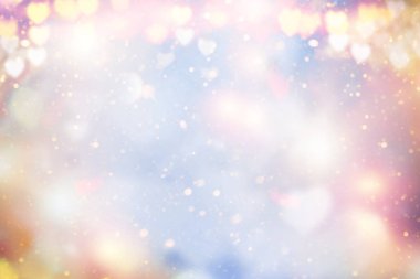 Tatil pastel parlayan bulanık arka plan bulanıklık, bokeh. Sevgililer günü kalpleri.