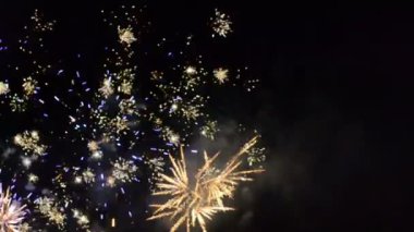 gece gökyüzünde patlayan renkli havai fişek