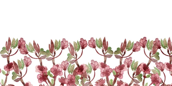 Acquerello Dipinto Mano Natura Floreale Banner Composizione Cornice Con Fiori — Foto Stock