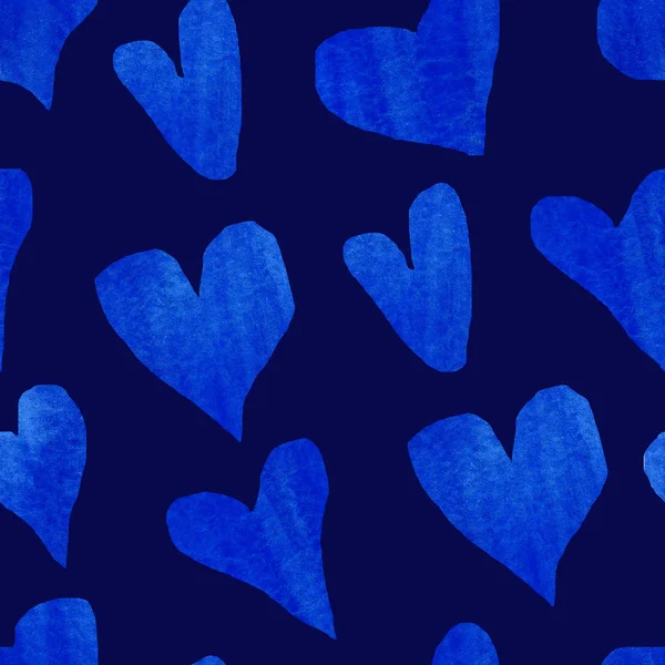 Akvarell Handmålade Geometri Känslor Sömlös Mönster Med Ljusblå Lutning Hjärtan — Stockfoto